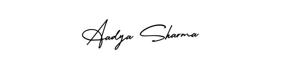 You should practise on your own different ways (AmerikaSignatureDemo-Regular) to write your name (Aadya Sharma) in signature. don't let someone else do it for you. Aadya Sharma signature style 3 images and pictures png