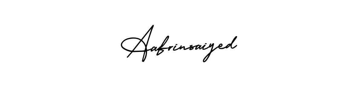 The best way (AmerikaSignatureDemo-Regular) to make a short signature is to pick only two or three words in your name. The name Aafrinsaiyed include a total of six letters. For converting this name. Aafrinsaiyed signature style 3 images and pictures png