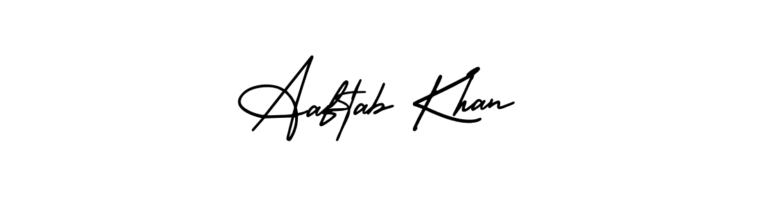 You should practise on your own different ways (AmerikaSignatureDemo-Regular) to write your name (Aaftab Khan) in signature. don't let someone else do it for you. Aaftab Khan signature style 3 images and pictures png