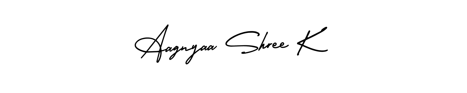 if you are searching for the best signature style for your name Aagnyaa Shree K. so please give up your signature search. here we have designed multiple signature styles  using AmerikaSignatureDemo-Regular. Aagnyaa Shree K signature style 3 images and pictures png