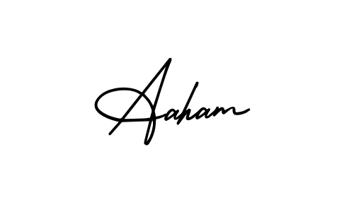 Use a signature maker to create a handwritten signature online. With this signature software, you can design (AmerikaSignatureDemo-Regular) your own signature for name Aaham. Aaham signature style 3 images and pictures png