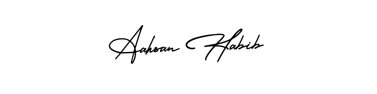 Also You can easily find your signature by using the search form. We will create Aahsan Habib name handwritten signature images for you free of cost using AmerikaSignatureDemo-Regular sign style. Aahsan Habib signature style 3 images and pictures png