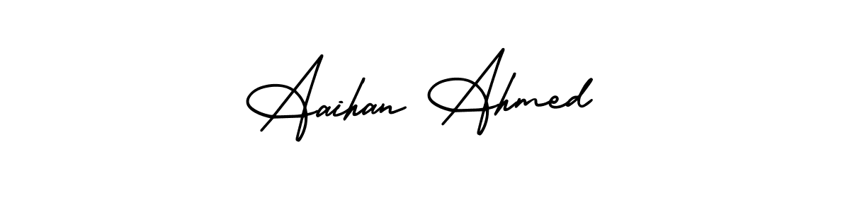 if you are searching for the best signature style for your name Aaihan Ahmed. so please give up your signature search. here we have designed multiple signature styles  using AmerikaSignatureDemo-Regular. Aaihan Ahmed signature style 3 images and pictures png