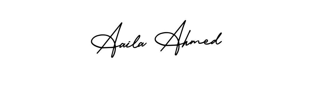 How to make Aaila Ahmed name signature. Use AmerikaSignatureDemo-Regular style for creating short signs online. This is the latest handwritten sign. Aaila Ahmed signature style 3 images and pictures png