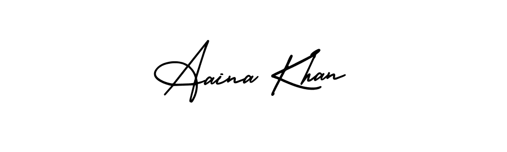 How to make Aaina Khan name signature. Use AmerikaSignatureDemo-Regular style for creating short signs online. This is the latest handwritten sign. Aaina Khan signature style 3 images and pictures png