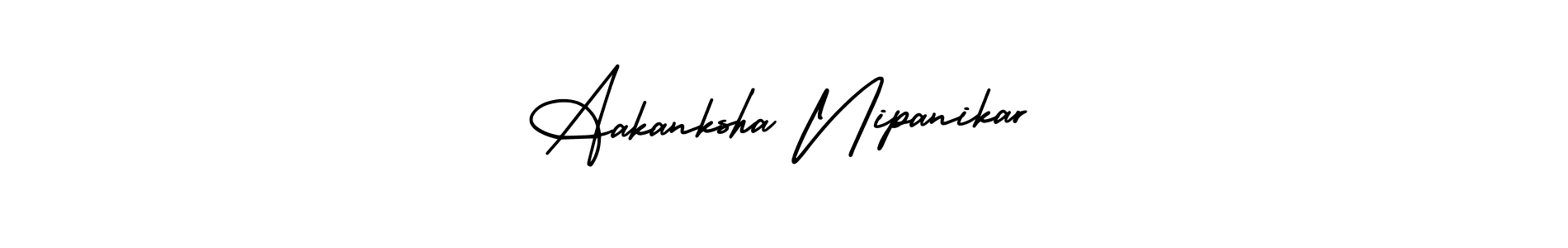 You should practise on your own different ways (AmerikaSignatureDemo-Regular) to write your name (Aakanksha Nipanikar) in signature. don't let someone else do it for you. Aakanksha Nipanikar signature style 3 images and pictures png