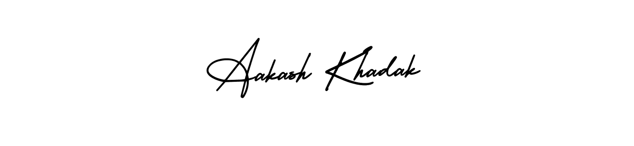 The best way (AmerikaSignatureDemo-Regular) to make a short signature is to pick only two or three words in your name. The name Aakash Khadak include a total of six letters. For converting this name. Aakash Khadak signature style 3 images and pictures png