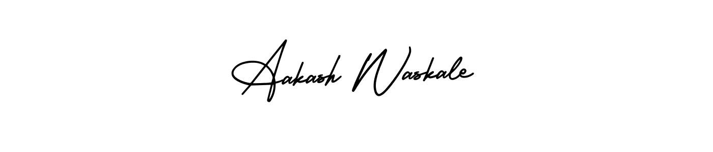 You should practise on your own different ways (AmerikaSignatureDemo-Regular) to write your name (Aakash Waskale) in signature. don't let someone else do it for you. Aakash Waskale signature style 3 images and pictures png