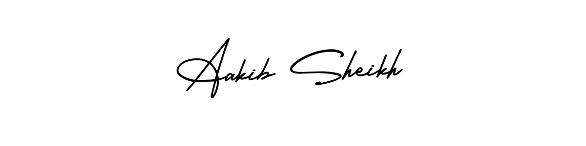 You should practise on your own different ways (AmerikaSignatureDemo-Regular) to write your name (Aakib Sheikh) in signature. don't let someone else do it for you. Aakib Sheikh signature style 3 images and pictures png
