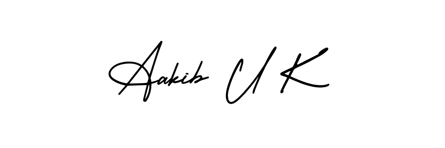 How to make Aakib U K signature? AmerikaSignatureDemo-Regular is a professional autograph style. Create handwritten signature for Aakib U K name. Aakib U K signature style 3 images and pictures png