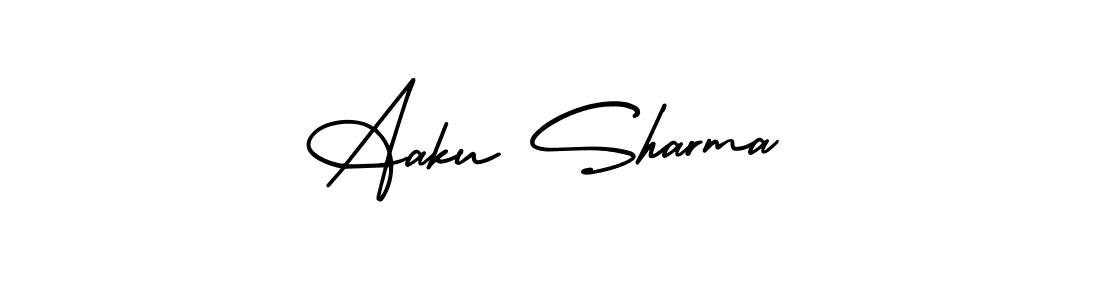 The best way (AmerikaSignatureDemo-Regular) to make a short signature is to pick only two or three words in your name. The name Aaku Sharma include a total of six letters. For converting this name. Aaku Sharma signature style 3 images and pictures png