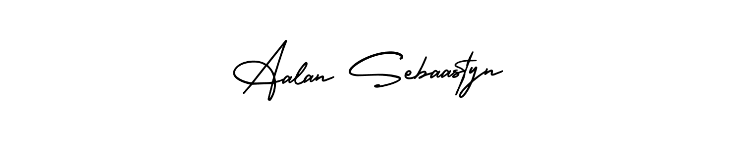 The best way (AmerikaSignatureDemo-Regular) to make a short signature is to pick only two or three words in your name. The name Aalan Sebaastyn include a total of six letters. For converting this name. Aalan Sebaastyn signature style 3 images and pictures png