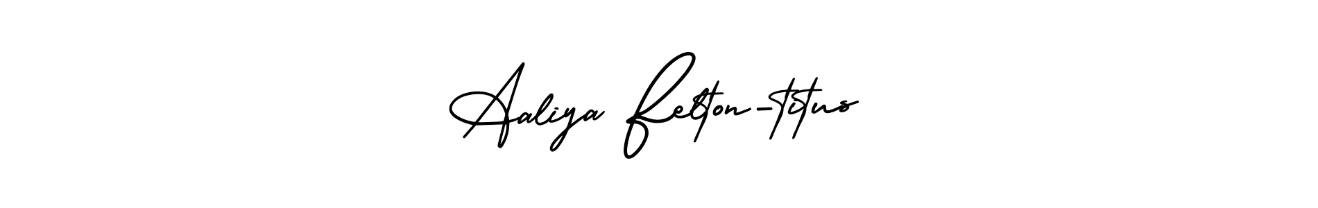 This is the best signature style for the Aaliya Felton-titus name. Also you like these signature font (AmerikaSignatureDemo-Regular). Mix name signature. Aaliya Felton-titus signature style 3 images and pictures png