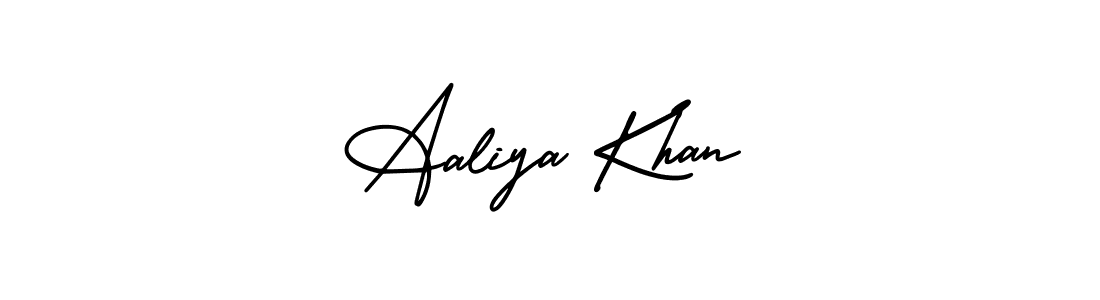 You should practise on your own different ways (AmerikaSignatureDemo-Regular) to write your name (Aaliya Khan) in signature. don't let someone else do it for you. Aaliya Khan signature style 3 images and pictures png