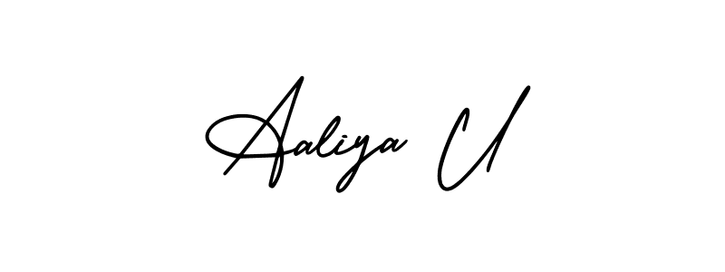 Make a beautiful signature design for name Aaliya U. With this signature (AmerikaSignatureDemo-Regular) style, you can create a handwritten signature for free. Aaliya U signature style 3 images and pictures png