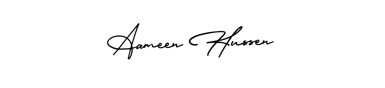 How to make Aameen Hussen signature? AmerikaSignatureDemo-Regular is a professional autograph style. Create handwritten signature for Aameen Hussen name. Aameen Hussen signature style 3 images and pictures png