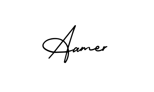 Aamer stylish signature style. Best Handwritten Sign (AmerikaSignatureDemo-Regular) for my name. Handwritten Signature Collection Ideas for my name Aamer. Aamer signature style 3 images and pictures png