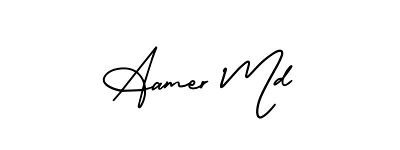 How to make Aamer Md signature? AmerikaSignatureDemo-Regular is a professional autograph style. Create handwritten signature for Aamer Md name. Aamer Md signature style 3 images and pictures png