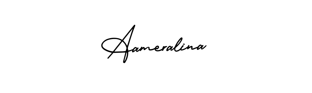 The best way (AmerikaSignatureDemo-Regular) to make a short signature is to pick only two or three words in your name. The name Aameralina include a total of six letters. For converting this name. Aameralina signature style 3 images and pictures png