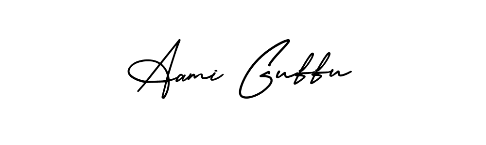 You should practise on your own different ways (AmerikaSignatureDemo-Regular) to write your name (Aami Guffu) in signature. don't let someone else do it for you. Aami Guffu signature style 3 images and pictures png