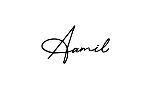 The best way (AmerikaSignatureDemo-Regular) to make a short signature is to pick only two or three words in your name. The name Aamil include a total of six letters. For converting this name. Aamil signature style 3 images and pictures png