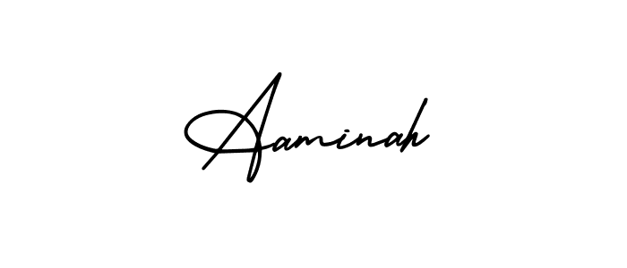 The best way (AmerikaSignatureDemo-Regular) to make a short signature is to pick only two or three words in your name. The name Aaminah include a total of six letters. For converting this name. Aaminah signature style 3 images and pictures png