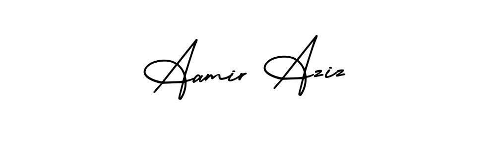 The best way (AmerikaSignatureDemo-Regular) to make a short signature is to pick only two or three words in your name. The name Aamir Aziz include a total of six letters. For converting this name. Aamir Aziz signature style 3 images and pictures png