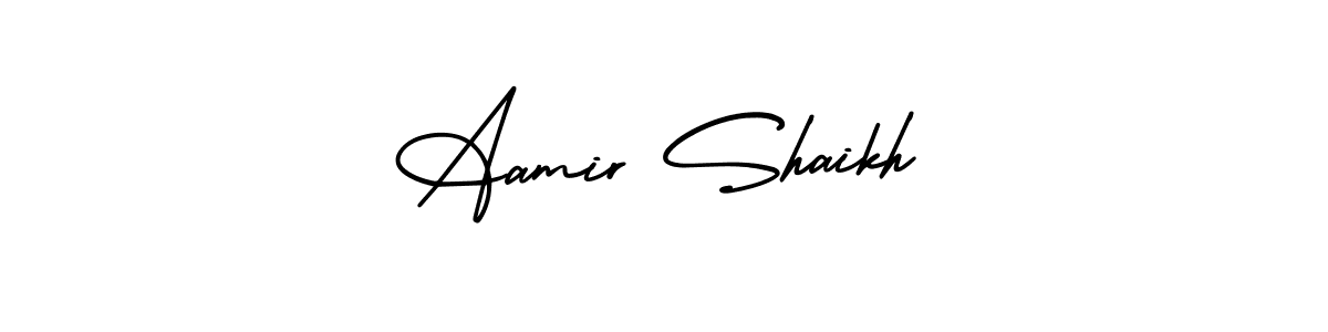 This is the best signature style for the Aamir Shaikh name. Also you like these signature font (AmerikaSignatureDemo-Regular). Mix name signature. Aamir Shaikh signature style 3 images and pictures png