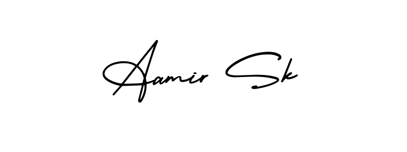 You should practise on your own different ways (AmerikaSignatureDemo-Regular) to write your name (Aamir Sk) in signature. don't let someone else do it for you. Aamir Sk signature style 3 images and pictures png