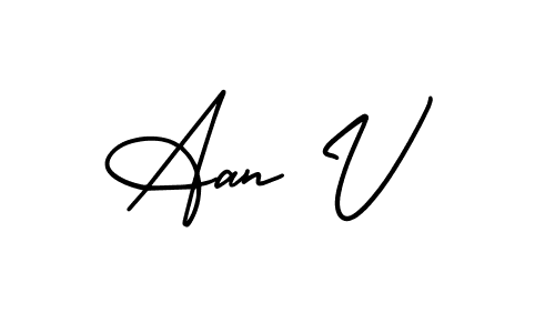 The best way (AmerikaSignatureDemo-Regular) to make a short signature is to pick only two or three words in your name. The name Aan V include a total of six letters. For converting this name. Aan V signature style 3 images and pictures png