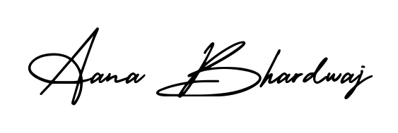 A timeless handwritten aesthetic for Aana Bhardwaj. The AmerikaSignatureDemo-Regular font gives your signature a handcrafted feel with natural curves. Aana Bhardwaj signature style 3 images and pictures png