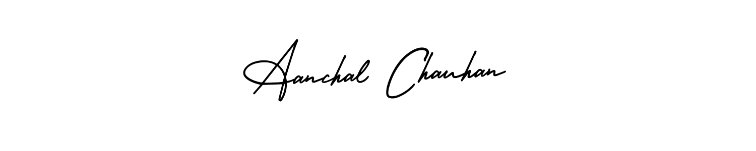 The best way (AmerikaSignatureDemo-Regular) to make a short signature is to pick only two or three words in your name. The name Aanchal Chauhan include a total of six letters. For converting this name. Aanchal Chauhan signature style 3 images and pictures png