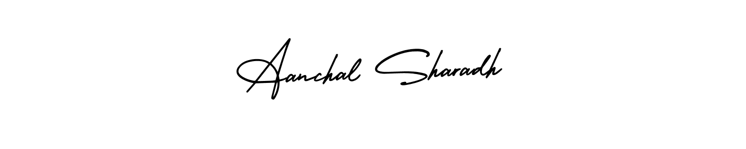 The best way (AmerikaSignatureDemo-Regular) to make a short signature is to pick only two or three words in your name. The name Aanchal Sharadh include a total of six letters. For converting this name. Aanchal Sharadh signature style 3 images and pictures png