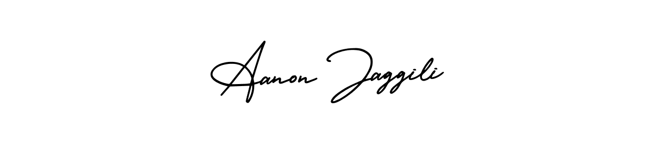 The best way (AmerikaSignatureDemo-Regular) to make a short signature is to pick only two or three words in your name. The name Aanon Jaggili include a total of six letters. For converting this name. Aanon Jaggili signature style 3 images and pictures png