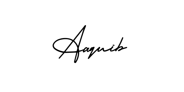 The best way (AmerikaSignatureDemo-Regular) to make a short signature is to pick only two or three words in your name. The name Aaquib include a total of six letters. For converting this name. Aaquib signature style 3 images and pictures png