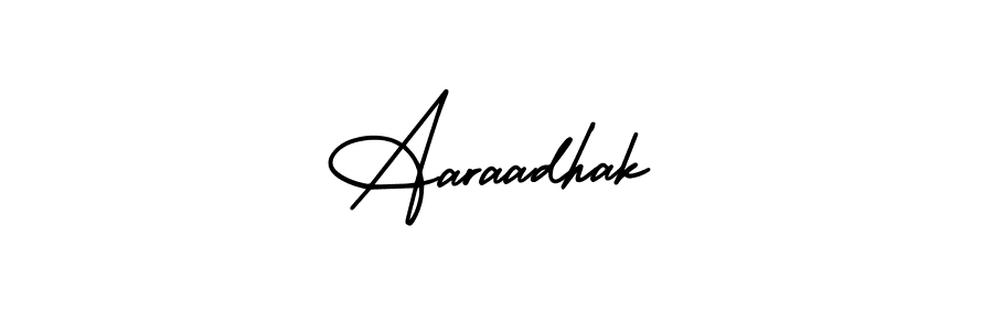 How to make Aaraadhak name signature. Use AmerikaSignatureDemo-Regular style for creating short signs online. This is the latest handwritten sign. Aaraadhak signature style 3 images and pictures png