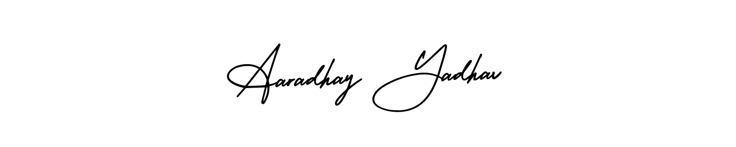 This is the best signature style for the Aaradhay Yadhav name. Also you like these signature font (AmerikaSignatureDemo-Regular). Mix name signature. Aaradhay Yadhav signature style 3 images and pictures png