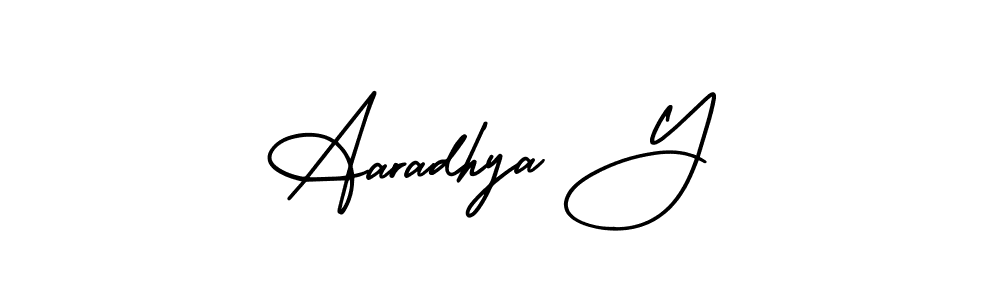 You should practise on your own different ways (AmerikaSignatureDemo-Regular) to write your name (Aaradhya Y) in signature. don't let someone else do it for you. Aaradhya Y signature style 3 images and pictures png