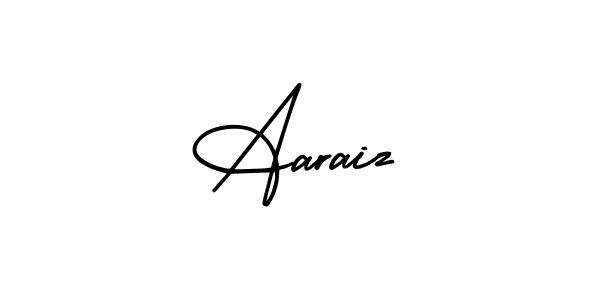 You should practise on your own different ways (AmerikaSignatureDemo-Regular) to write your name (Aaraiz) in signature. don't let someone else do it for you. Aaraiz signature style 3 images and pictures png