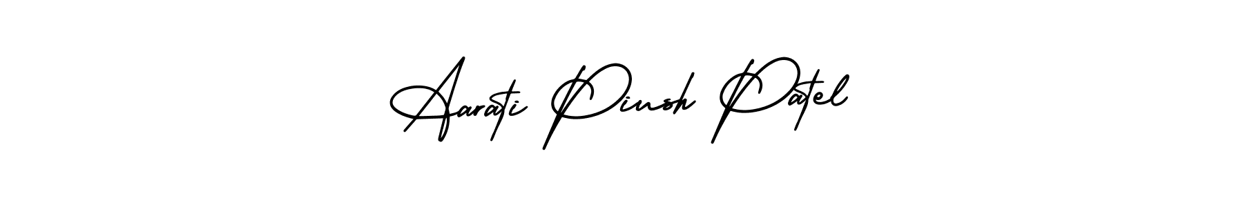 AmerikaSignatureDemo-Regular is a professional signature style that is perfect for those who want to add a touch of class to their signature. It is also a great choice for those who want to make their signature more unique. Get Aarati Piush Patel name to fancy signature for free. Aarati Piush Patel signature style 3 images and pictures png