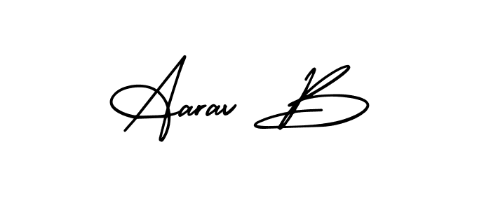 The best way (AmerikaSignatureDemo-Regular) to make a short signature is to pick only two or three words in your name. The name Aarav B include a total of six letters. For converting this name. Aarav B signature style 3 images and pictures png