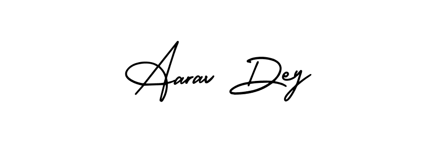 You should practise on your own different ways (AmerikaSignatureDemo-Regular) to write your name (Aarav Dey) in signature. don't let someone else do it for you. Aarav Dey signature style 3 images and pictures png