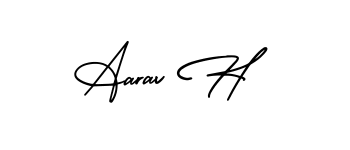 AmerikaSignatureDemo-Regular is a professional signature style that is perfect for those who want to add a touch of class to their signature. It is also a great choice for those who want to make their signature more unique. Get Aarav H name to fancy signature for free. Aarav H signature style 3 images and pictures png
