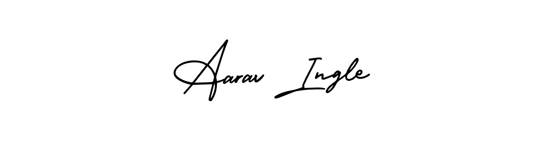 The best way (AmerikaSignatureDemo-Regular) to make a short signature is to pick only two or three words in your name. The name Aarav Ingle include a total of six letters. For converting this name. Aarav Ingle signature style 3 images and pictures png