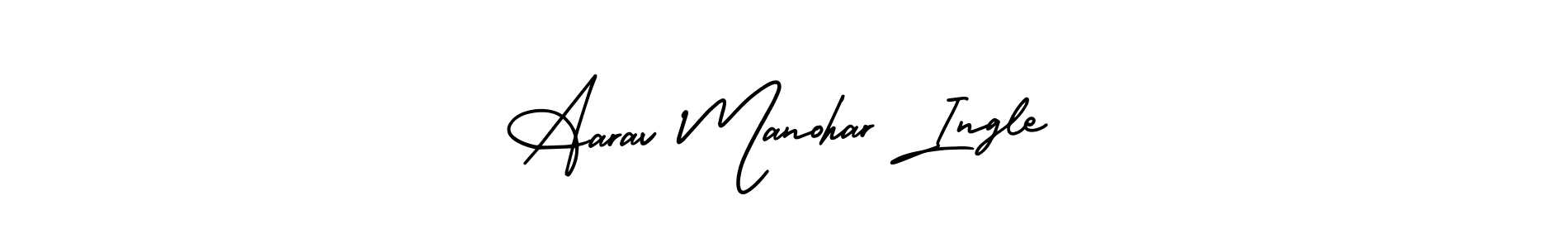 The best way (AmerikaSignatureDemo-Regular) to make a short signature is to pick only two or three words in your name. The name Aarav Manohar Ingle include a total of six letters. For converting this name. Aarav Manohar Ingle signature style 3 images and pictures png