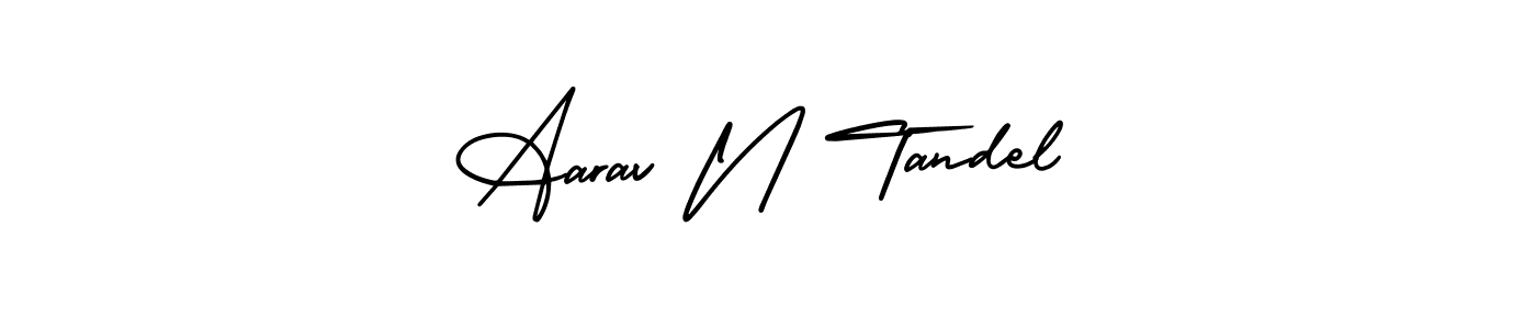 This is the best signature style for the Aarav N Tandel name. Also you like these signature font (AmerikaSignatureDemo-Regular). Mix name signature. Aarav N Tandel signature style 3 images and pictures png