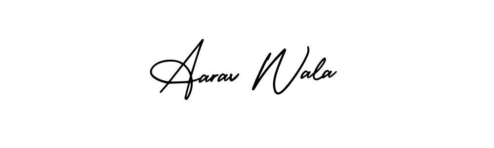 You should practise on your own different ways (AmerikaSignatureDemo-Regular) to write your name (Aarav Wala) in signature. don't let someone else do it for you. Aarav Wala signature style 3 images and pictures png