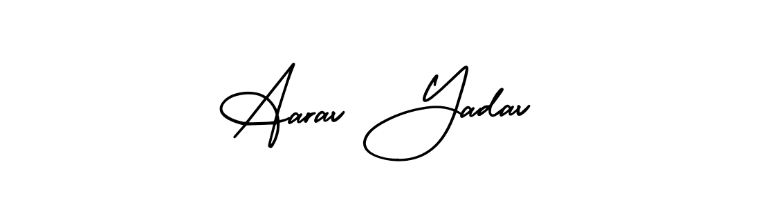 This is the best signature style for the Aarav Yadav name. Also you like these signature font (AmerikaSignatureDemo-Regular). Mix name signature. Aarav Yadav signature style 3 images and pictures png