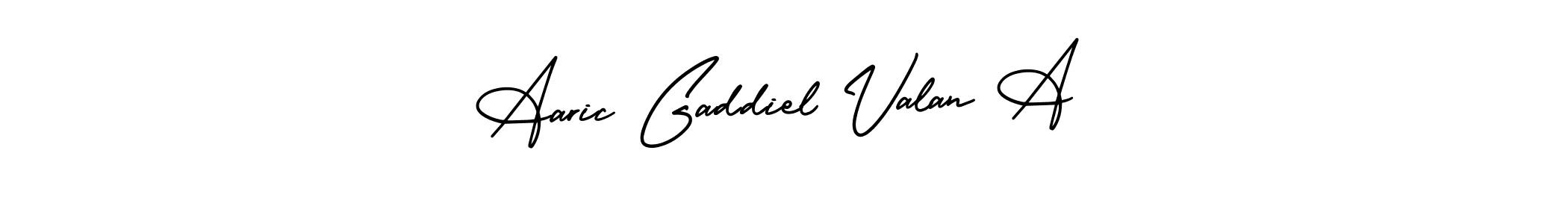 if you are searching for the best signature style for your name Aaric Gaddiel Valan A. so please give up your signature search. here we have designed multiple signature styles  using AmerikaSignatureDemo-Regular. Aaric Gaddiel Valan A signature style 3 images and pictures png