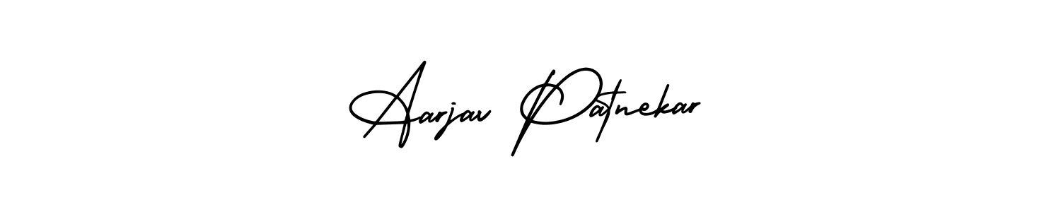This is the best signature style for the Aarjav Patnekar name. Also you like these signature font (AmerikaSignatureDemo-Regular). Mix name signature. Aarjav Patnekar signature style 3 images and pictures png